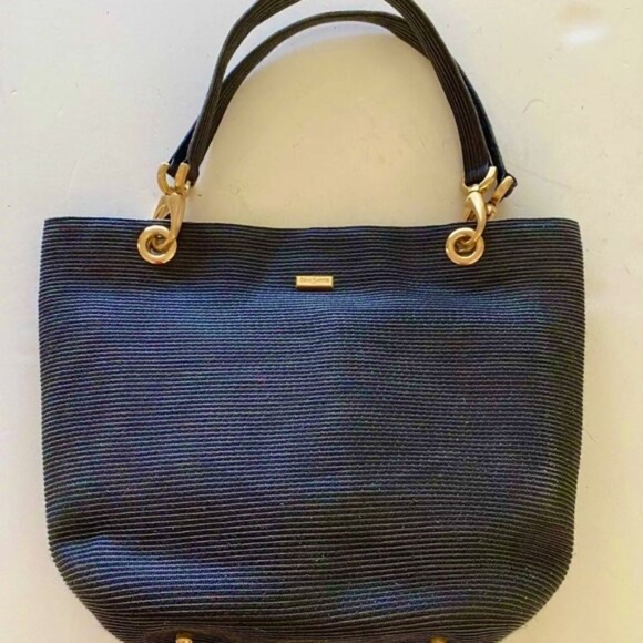 Eric Javits Squishee Clip Straw Tote Shoulder Bag Black EUC Great Yearround Bag - Picture 3 of 7